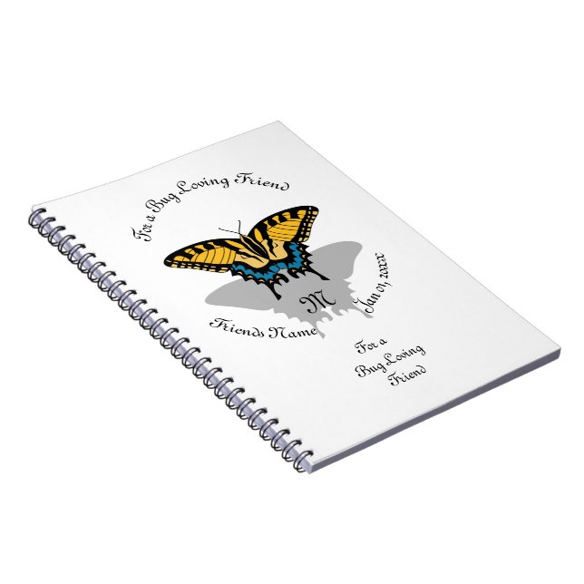 Swallowtail Butterfly Monogram Notebook (Right Side)