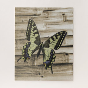 Swallowtail Butterfly on Bamboo Trunks Photo Jigsaw Puzzle