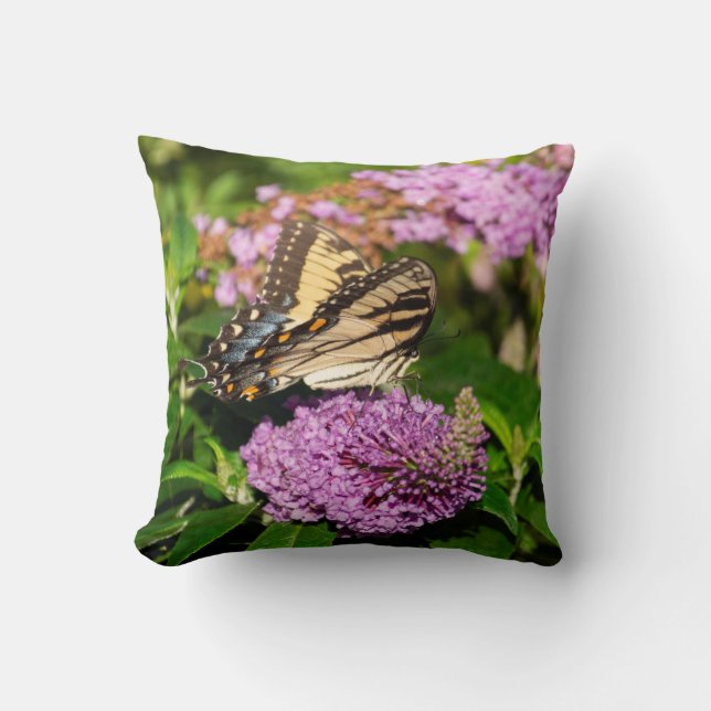 Swallowtail butterfly on lilacs on cushion (Front)