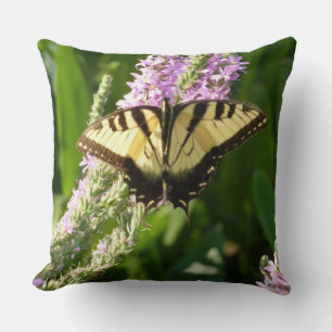 Swallowtail Butterfly on Purple Wildflowers Cushion