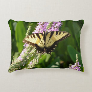 Swallowtail Butterfly on Purple Wildflowers Decorative Cushion