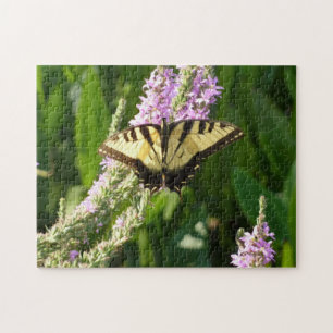 Swallowtail Butterfly on Purple Wildflowers Jigsaw Puzzle