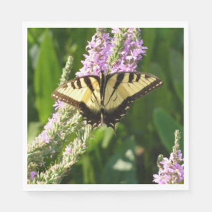 Swallowtail Butterfly on Purple Wildflowers Napkin