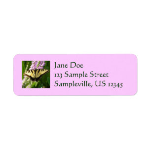 Swallowtail Butterfly on Purple Wildflowers Return Address Label