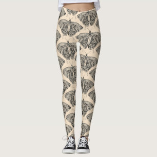 swallowtail butterfly pale peach black leggings