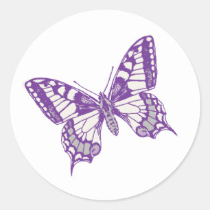 Swallowtail butterfly purple grey wedding sticker