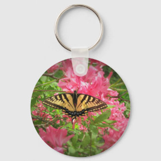 Swallowtail Butterfly Sits on Pink Azaleas Key Ring