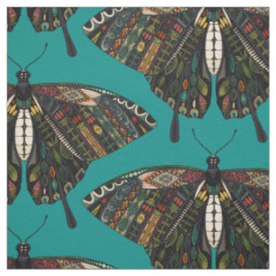 swallowtail butterfly teal fabric