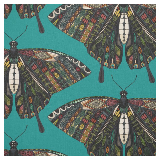 swallowtail butterfly teal fabric (Swatch)