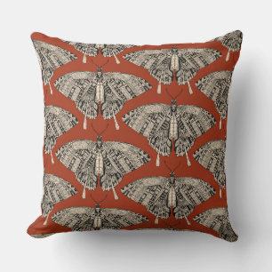 swallowtail butterfly terracotta black cushion