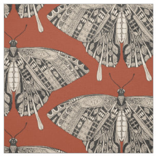 swallowtail butterfly terracotta black fabric