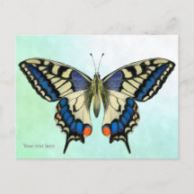 Swallowtail Butterfly Watercolor Painting Postcard