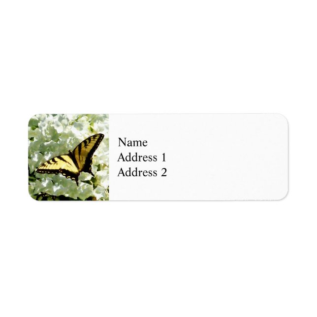 Swallowtail on White Hydrangea Return Address Label (Front)