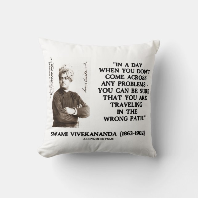 Swami Vivekananda Travelling In Wrong Path Quote Cushion (Front)