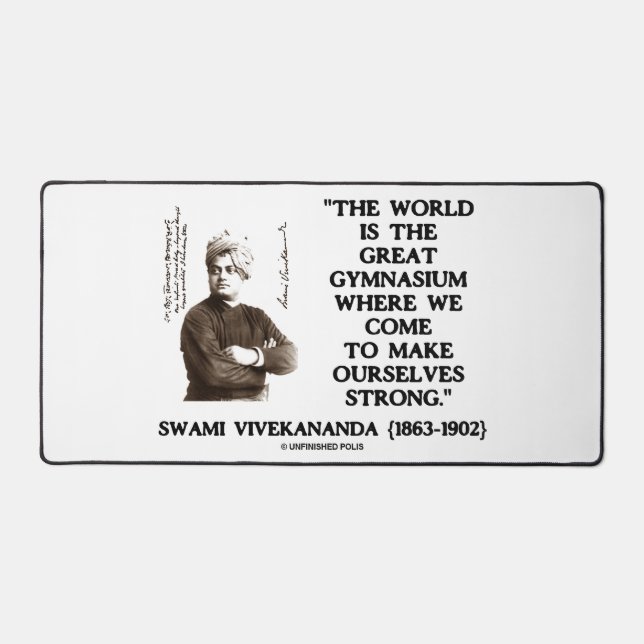 Swami Vivekananda World Great Gymnasium Strong Qte Desk Mat (Front)