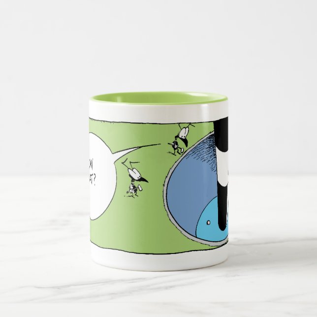 Swamp Ant Golf Putt Cartoon Two-Tone Coffee Mug (Center)