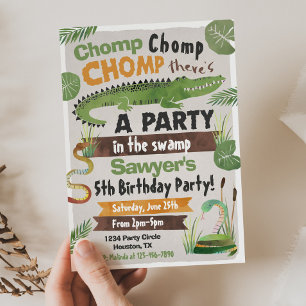 Swamp Birthday Invitation   Alligator   Crocodile
