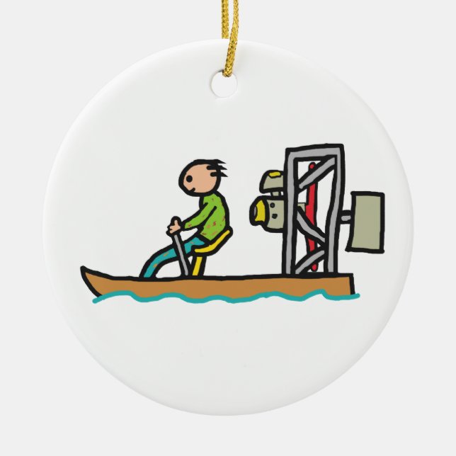 Swamp Boat Ceramic Ornament (Front)
