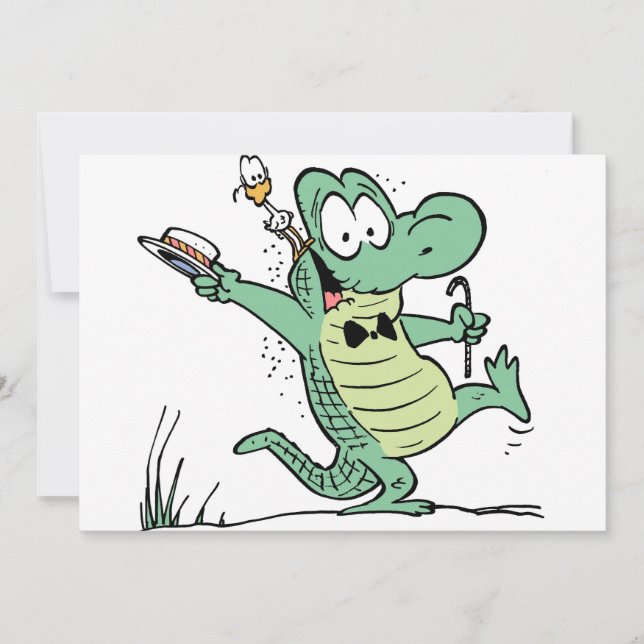 Swamp Crocodile Birthday Invitation (Front)