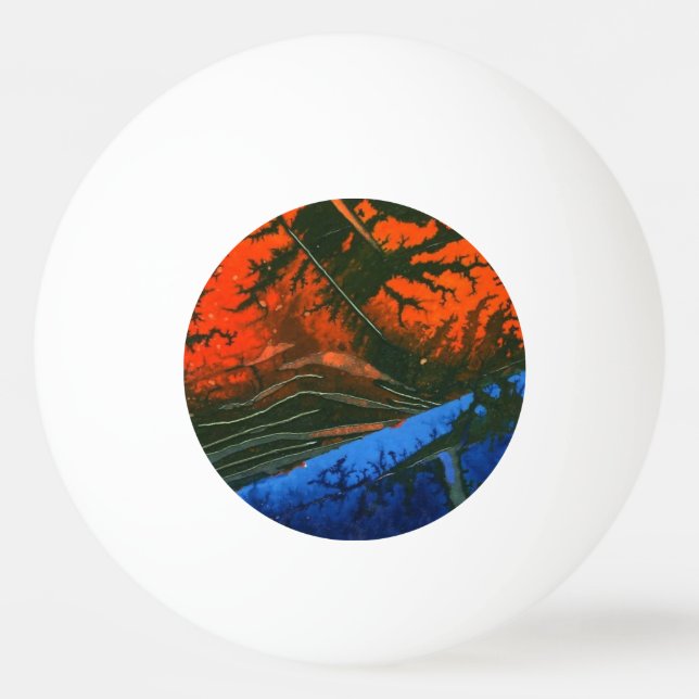 "Swamp Fire #6" Abstract Ping Pong Ball (Front)