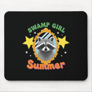 Swamp Girl Summer Racoon Mouse Pad