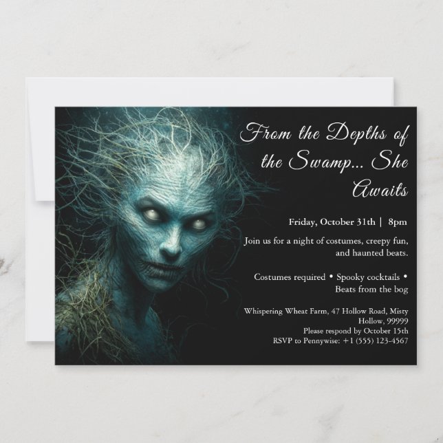 Swamp Hag Halloween Costume Party Invitation (Front)