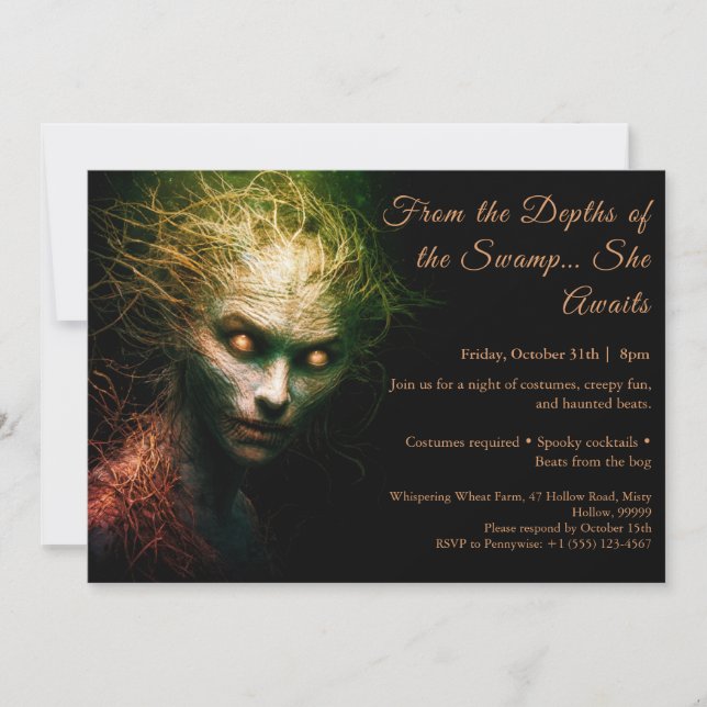 Swamp Hag Halloween Costume Party Invitation (Front)
