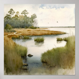 Swamp Landscape Painting Poster