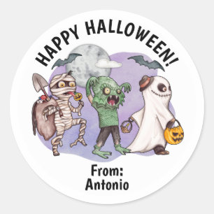 Swamp Monster Mummy Ghost Halloween Stickers