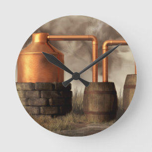Swamp Moonshine Still Round Clock