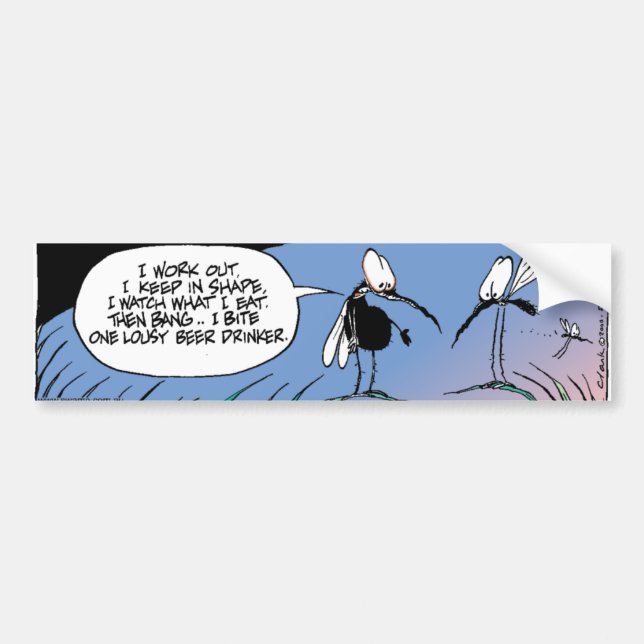 Swamp Mosquito Beer Drinker Bumper Sticker (Front)