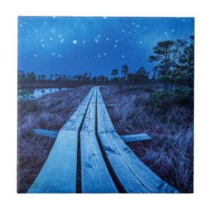 Swamp night ceramic tile
