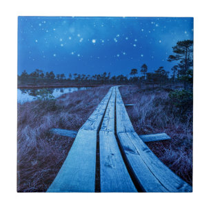 Swamp night ceramic tile