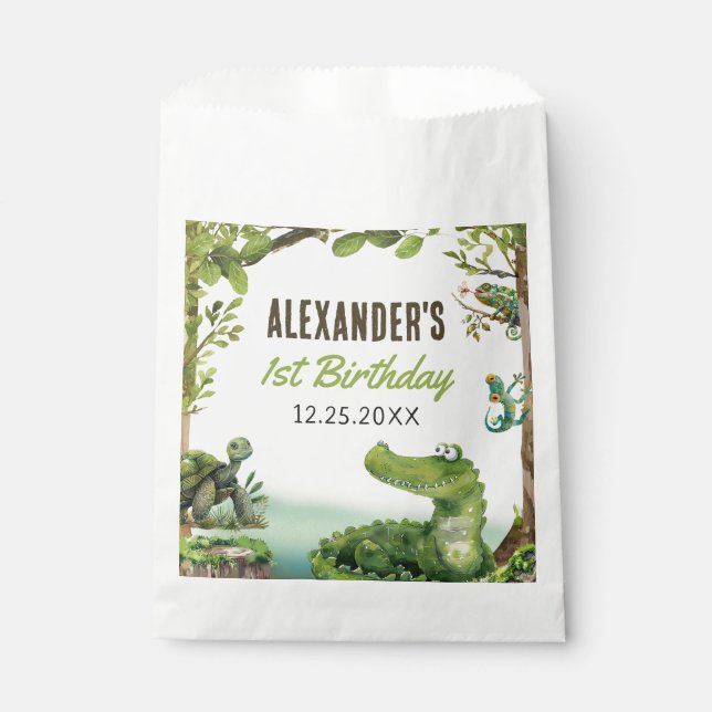 Swamp Reptile 1st Birthday Party  Favour Bag (Front)