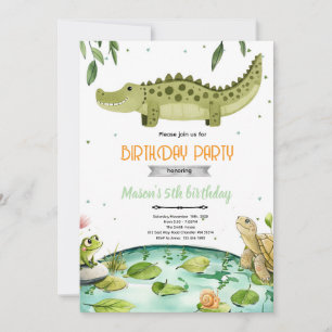 Swamp reptiles birthday party invitation