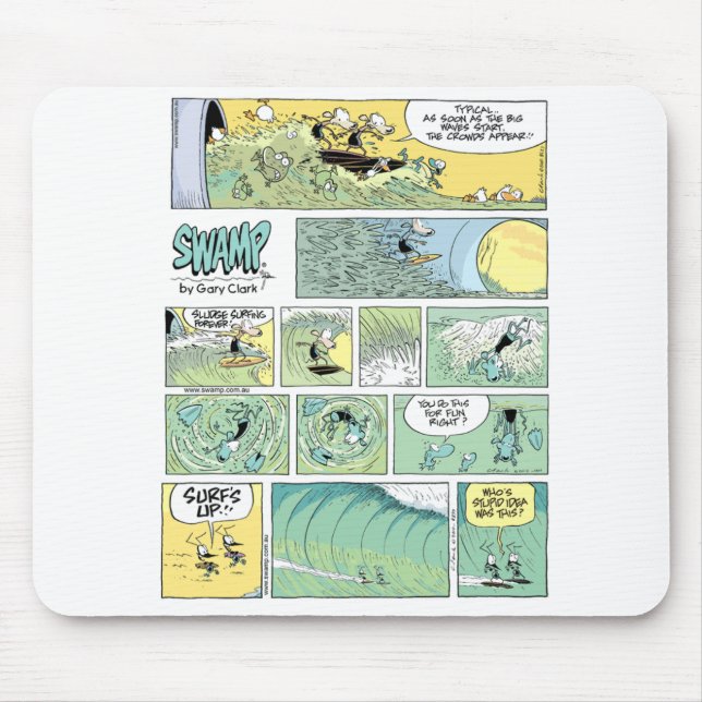 Swamp Surf's Up Surfing Cartoons Mouse Pad (Front)
