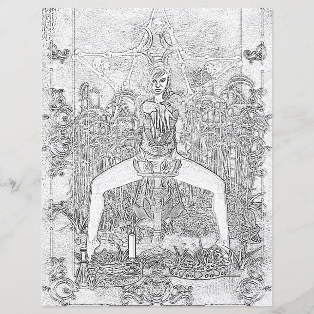 Swamp Witch Dark Magick Colouring Page Paper (Front)