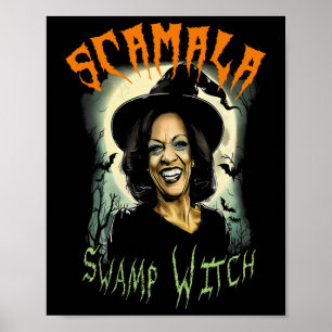 Swamp Witch Funny Anti Kamala Harris 2024 Hallowee Poster