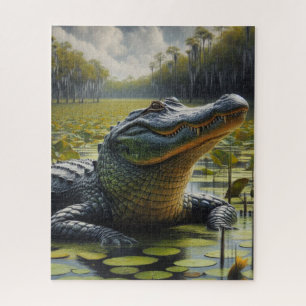 Swamp with Bull Alligator Jigsaw Puzzle