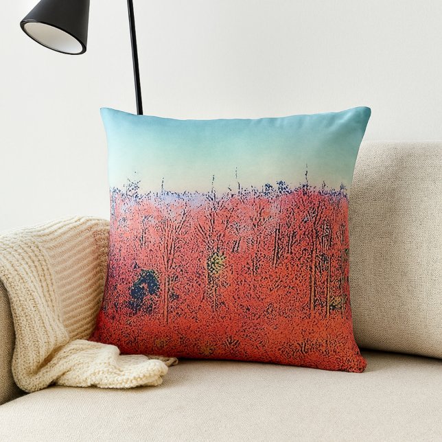 Swampy Forest Illustration in Orange and Blue Cushion (Creator Uploaded)