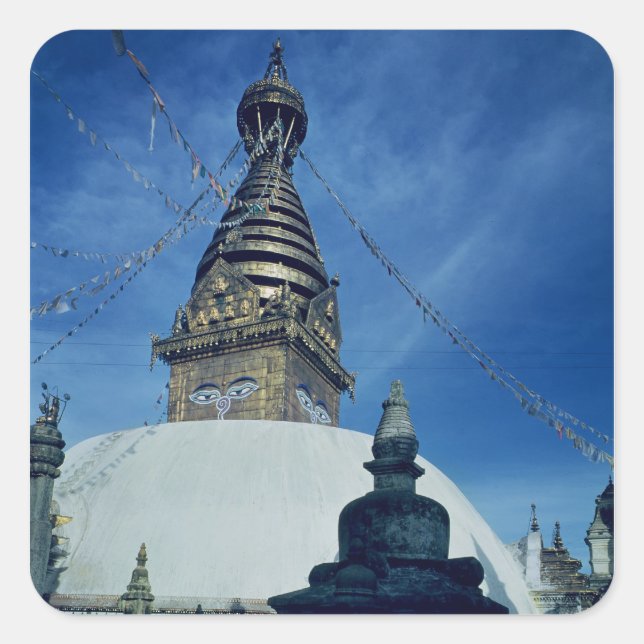 Swamyambunath Stupa Square Sticker (Front)