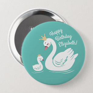 Swan 1st Birthday Party Baby Shower 10 Cm Round Badge