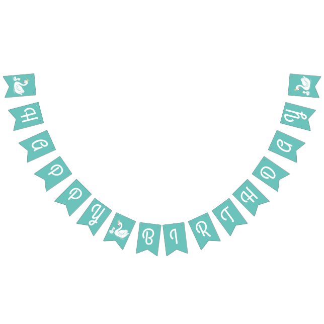 Swan 1st Birthday Party Baby Shower Bunting (All)