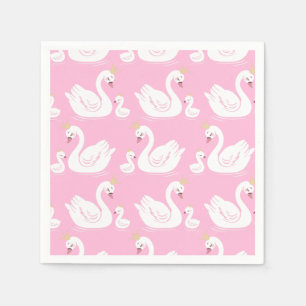 Swan 1st Birthday Party Baby Shower Pink Napkin