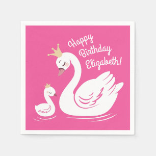 Swan 1st Birthday Party Baby Shower Pink Napkin
