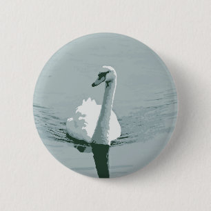 Swan 6 Cm Round Badge