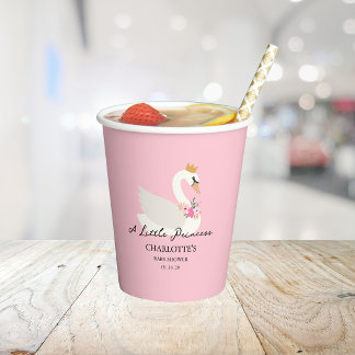 Swan A Little Princess Pink Baby Shower Paper Cups