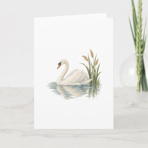 Swan Among Pond Reeds Card