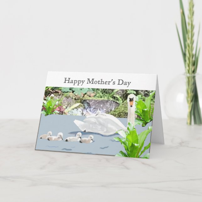 Swan and Cygnets Mother’s Day Holiday Card (Front)