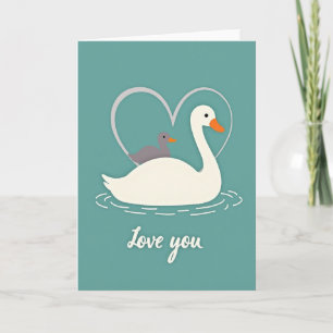 Swan And Duckling Love You Card
